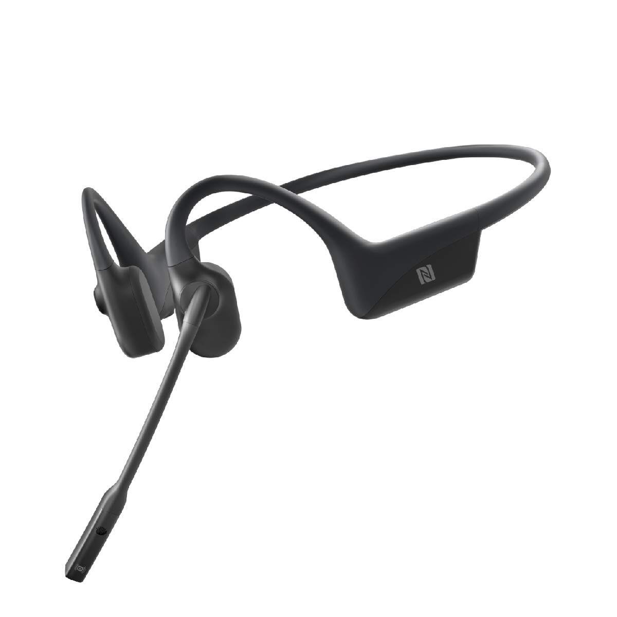 AfterShokz OpenComm Wireless Stereo Bone Conduction Bluetooth Headset with Noise-Canceling Boom Microphone for Office Home Business Trucker Drivers Commercial Use