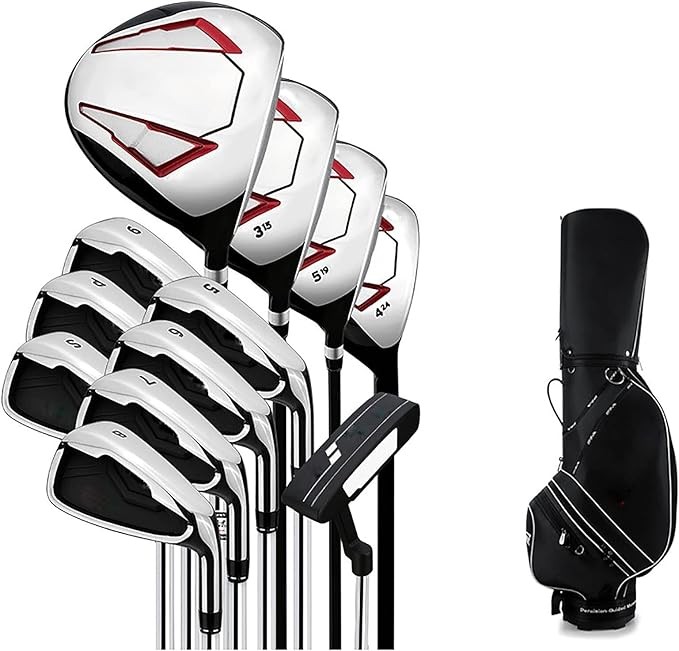 Men's Complete Golf Club Set, Beginner Set with Graphite Shafts, Right-Handed, Includes 3 Woods, 7 Irons, Putter, and Cart Bag